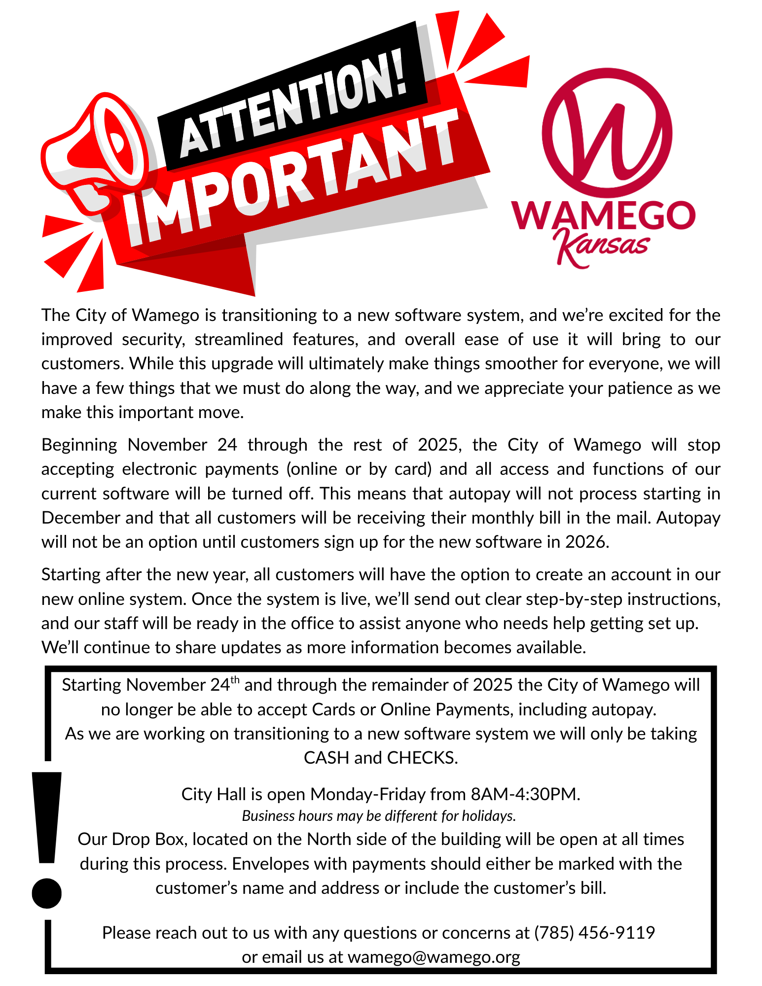 Software Update- Payment Announcement  - News Image